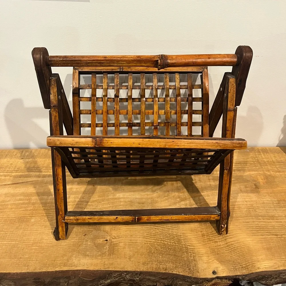 MCM furniture VTG‎ rattan bamboo folding magazine rack EUC